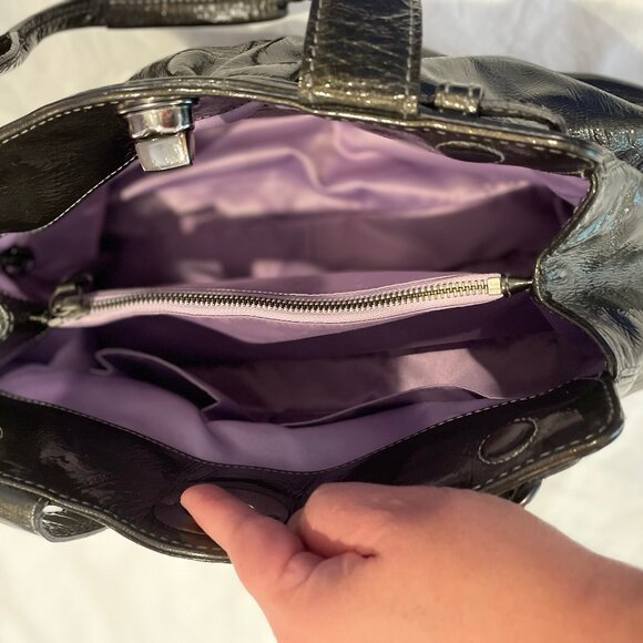 Coach Patent Leather Garnet Turnlock Satchel in Pewter (Style No. 13926) - Picture 14 of 14